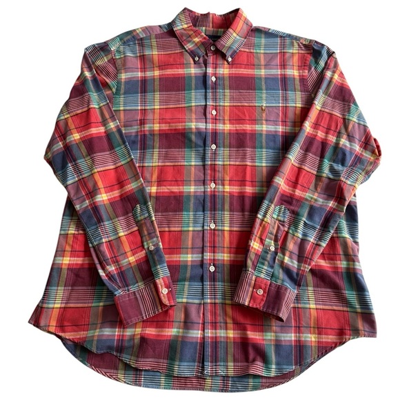Ralph Lauren Men XL Plaid Button Down Shirt Multicolor Long Sleeve Preppy Classi - Picture 1 of 12